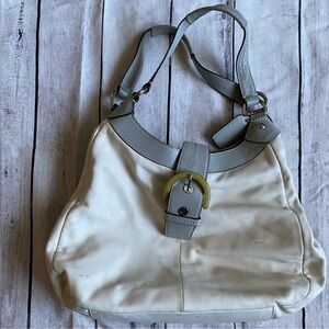 COACH Handbag Purse Hobo Tote Shoulder Bag Ivory Gray Leather